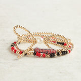 Beaded Blondes GAMEDAY BOW STACK OF 3 BRACELETS Georgia