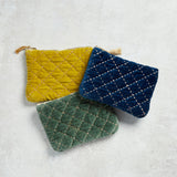 Creative Co-op METALLIC THREAD QUILTED COTTON VELVET POUCH