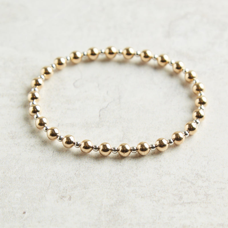 eNewton Design CLASSIC GRATEFUL PATTERN BEAD BRACELET Mixed Metal 5mm