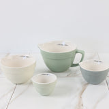 Creative Co-op STONEWARE BATTER BOWL MEASURING CUPS SET Blue