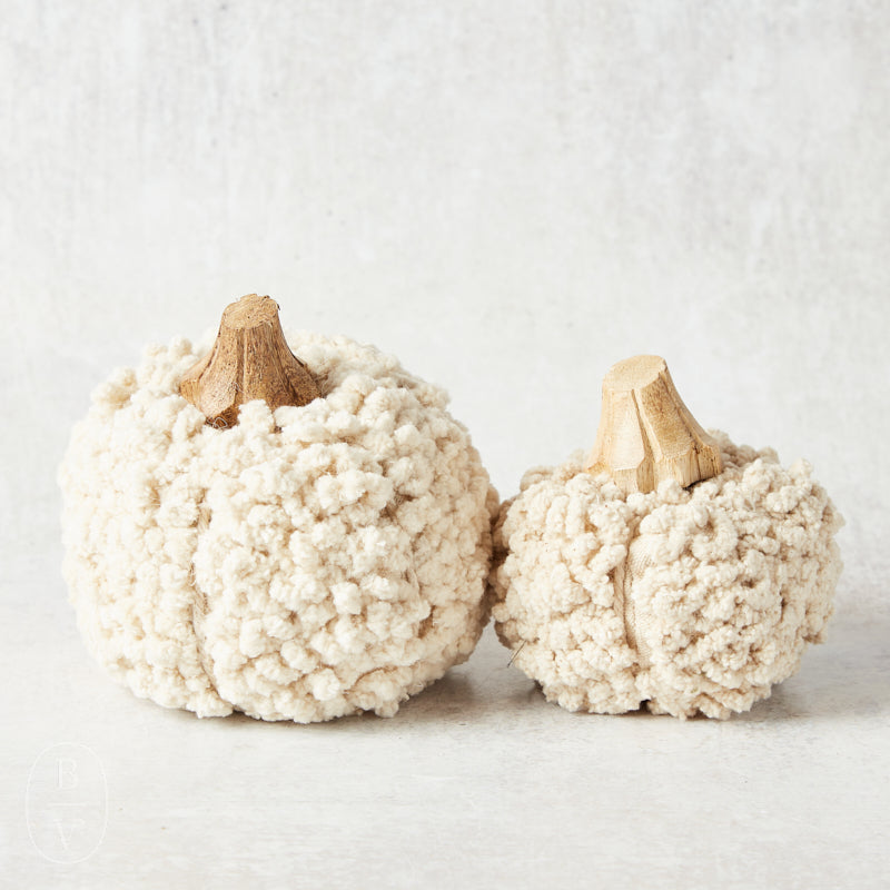 Creative Co-op COTTON BLEND BOUCLE VELVET PUMPKIN Ivory