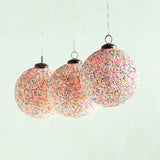 Creative Co-op RECYCLED GLASS BALL ORNAMENT WITH SEQUINS