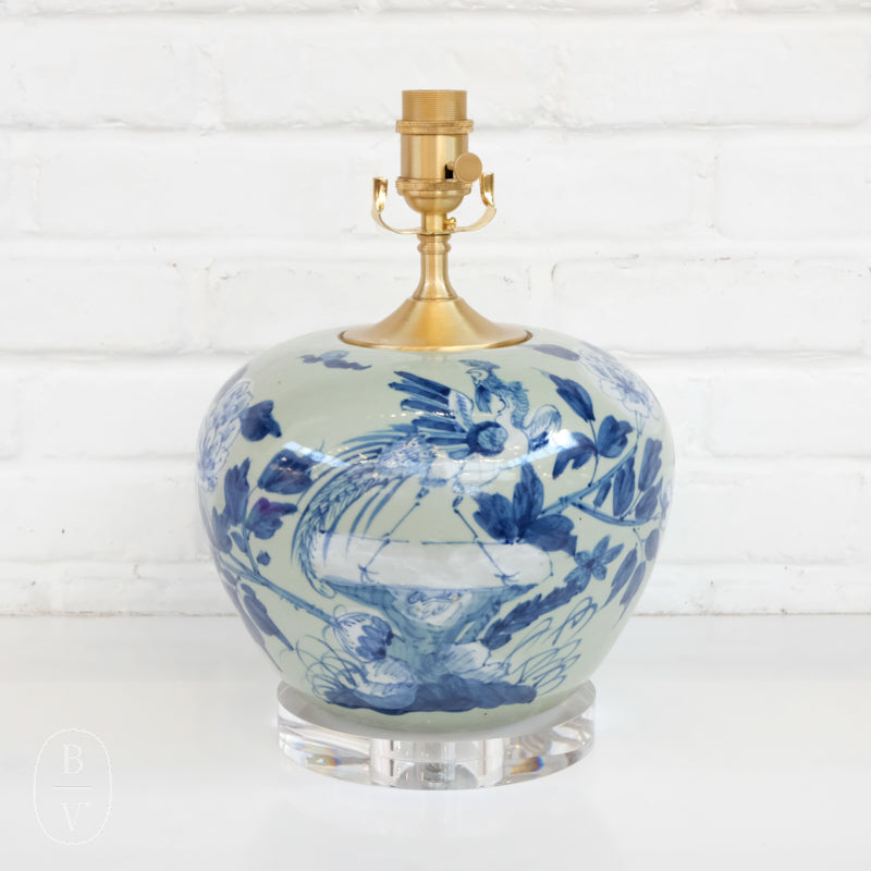 The Han House CELADON BLUE MELON LAMP NO SHADE
