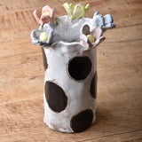 Dixie Pottery NO 2 VASE WITH 5 FLOWERS AROUND TOP 4