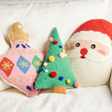 Peking Handicraft SANTA FACE SHAPED HOOKED PILLOW