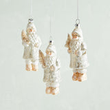 Raz Imports MERCURY GLASS WHITE COAT SANTA ORNAMENT