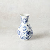 Creative Co-op HAND STAMPED STONEWARE BUD VASE Blue & White A