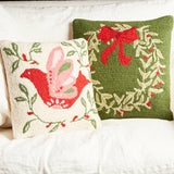 Peking Handicraft HOLIDAY WREATH GREEN HOOK PILLOW 16X16