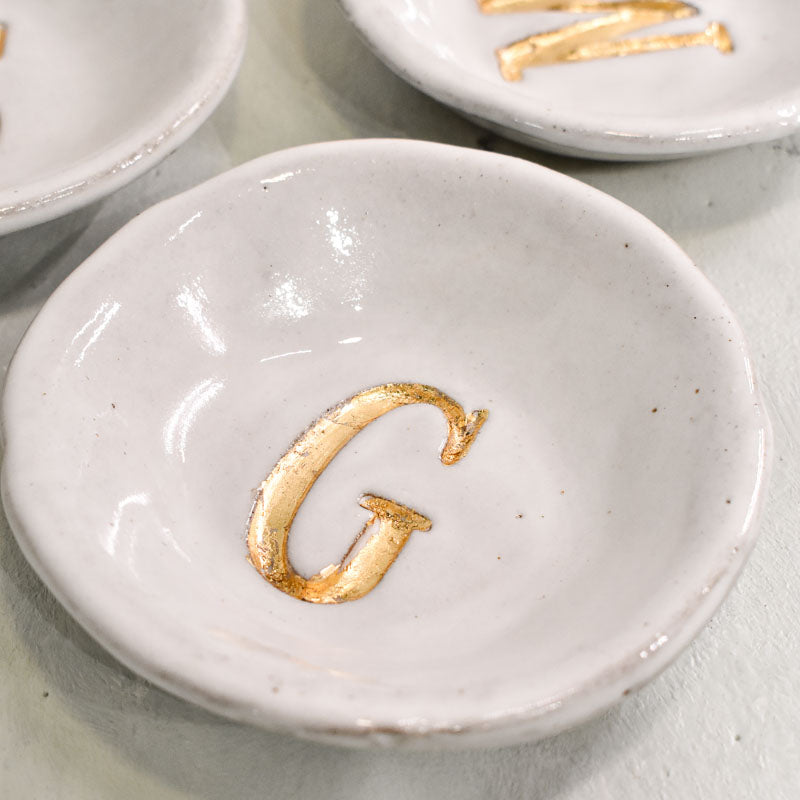 Dixie Pottery GOLD INITIAL RING DISH