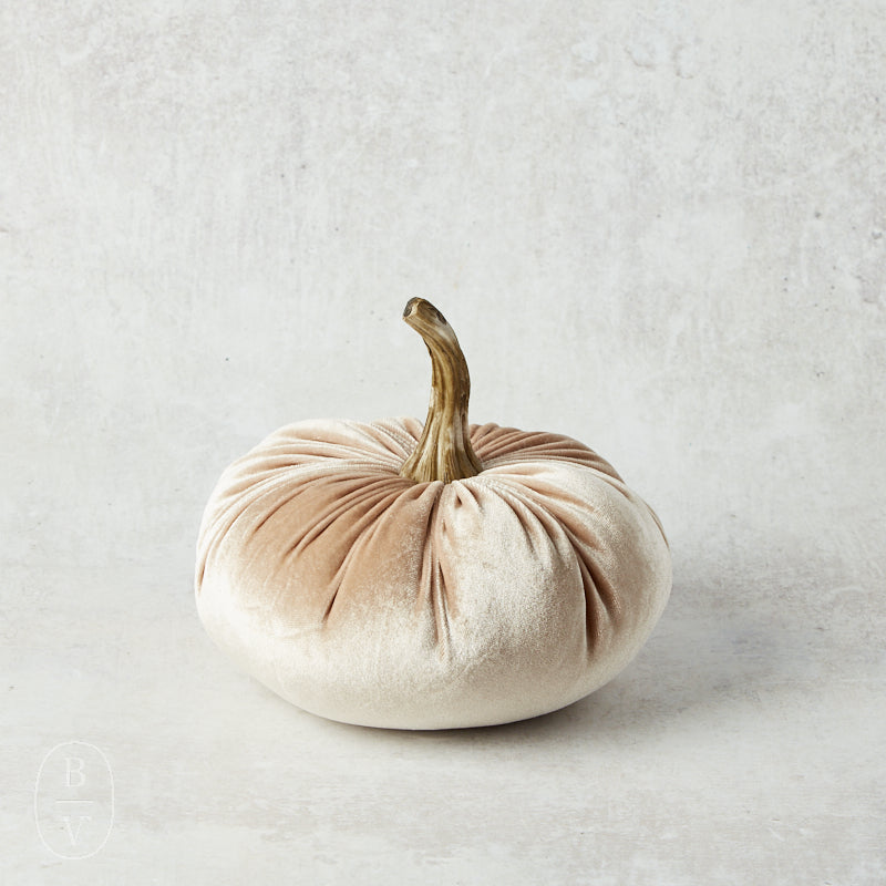 K and K Interiors VELVET STUFFED PUMPKIN Cream 6.25