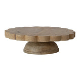 Hazel Mazel HAND CARVED MANGO WOOD SCALLOPED PEDESTAL