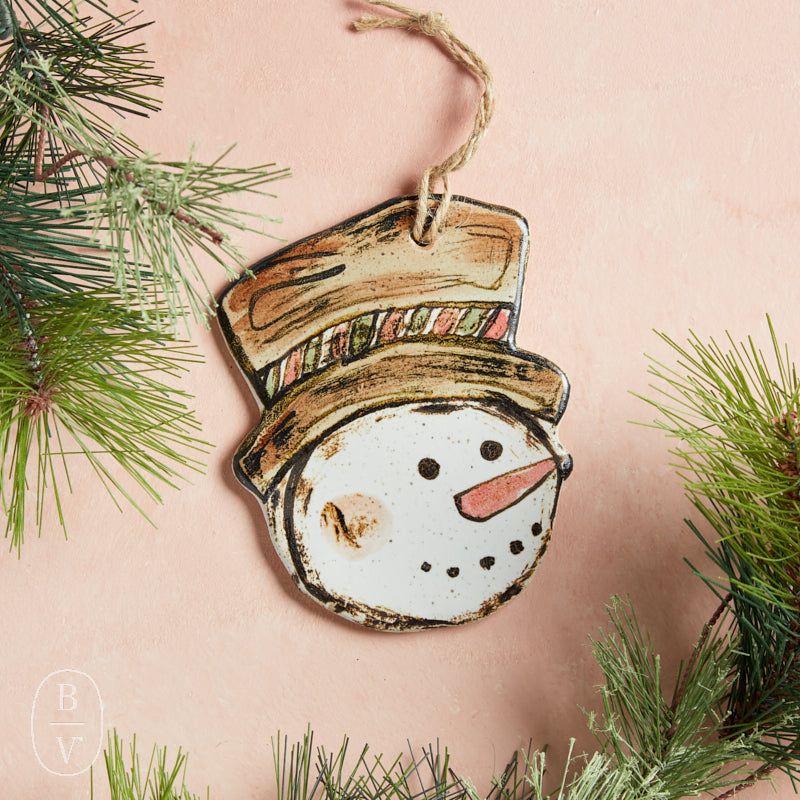 Etta B Pottery ORNAMENT Storybook Snowman