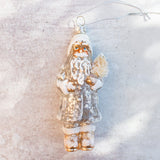 Raz Imports MERCURY GLASS WHITE COAT SANTA ORNAMENT