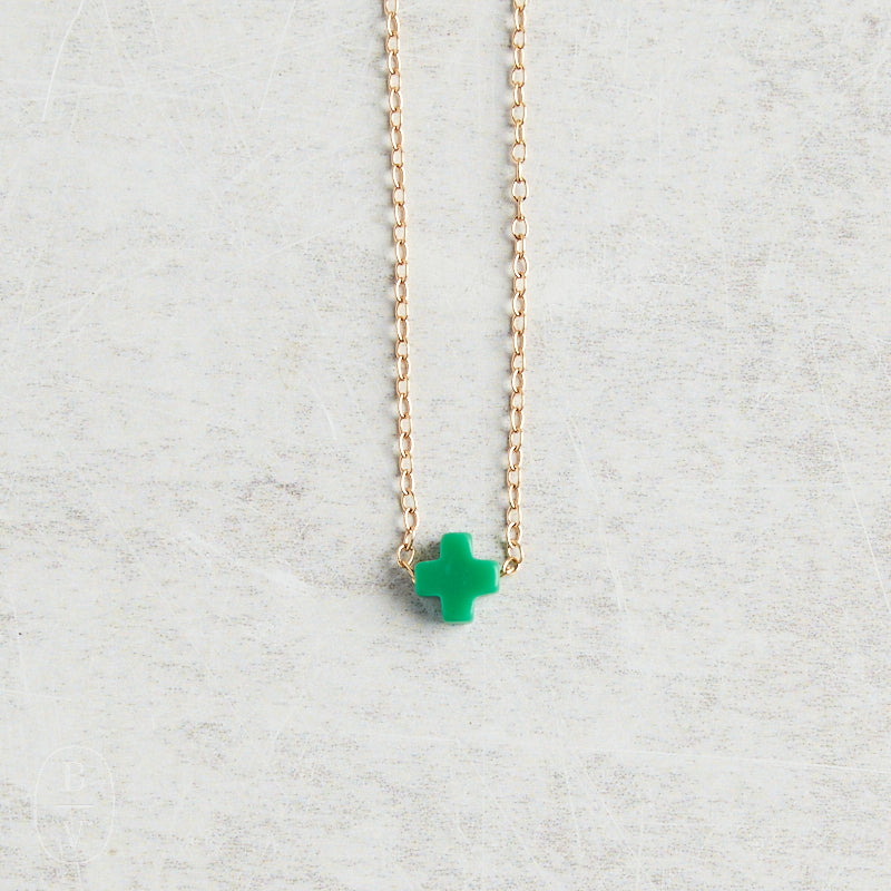 eNewton Design SIGNATURE CROSS SMALL NECKLACE Emerald 16