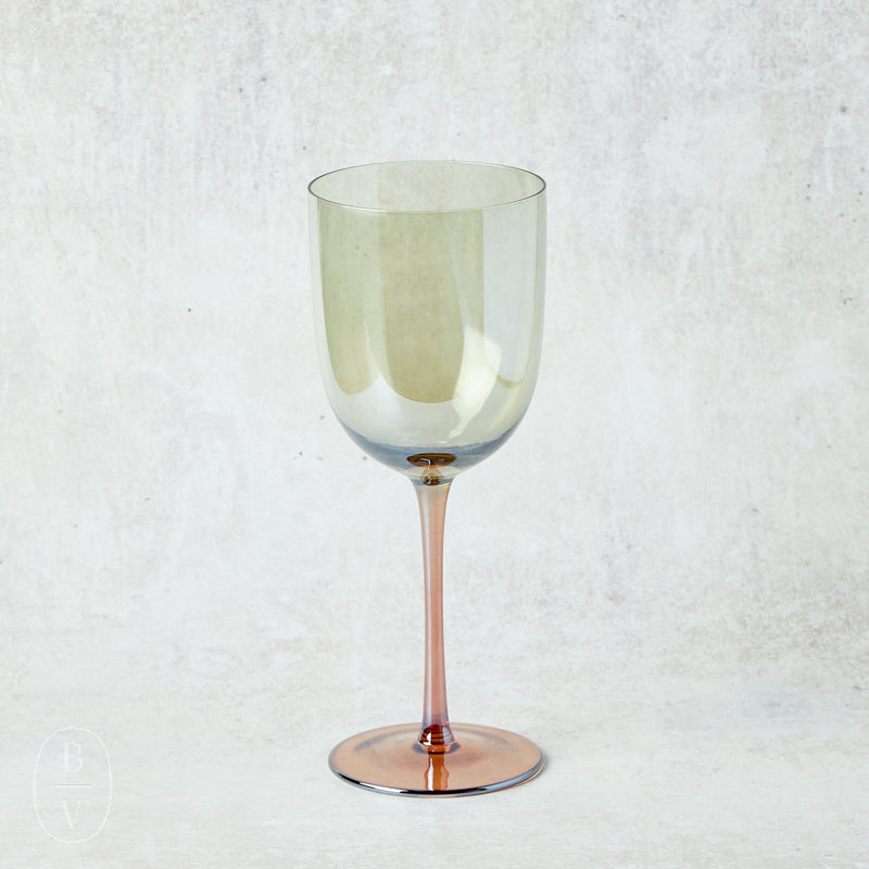 Bloomingville IRIDESCENT FINISH STEMMED WINE GLASS Amber Green