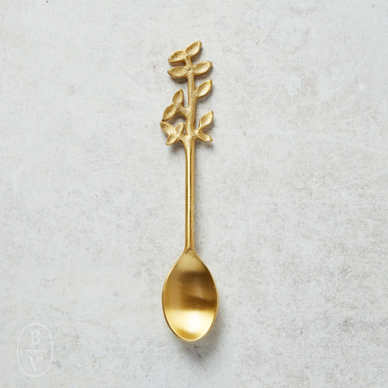 Creative Co-op BOTANICAL HANDLE BRASS SPOON Leaves