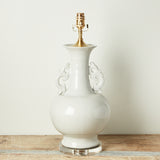The Han House WHITE DOUBLE EAR VASE LAMP NO SHADE