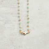 Virtue PEARL SIDEWAYS CROSS ROSARY NECKLACE Mint