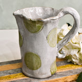 Dixie Pottery PITCHER WITH DESIGN Green Dot