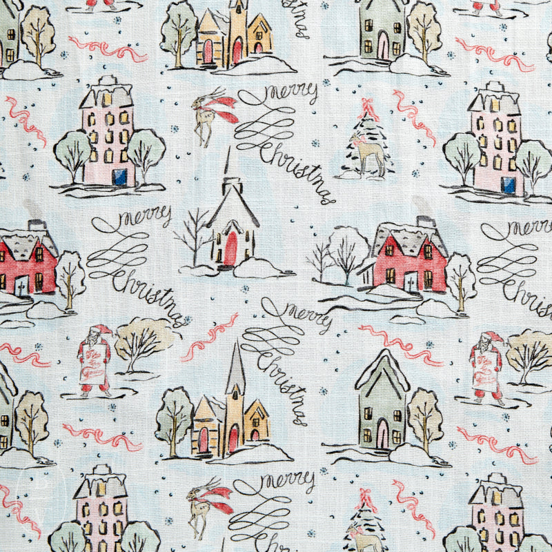 Creative Co-op WINTER HOLIDAY SCENE TEA TOWEL