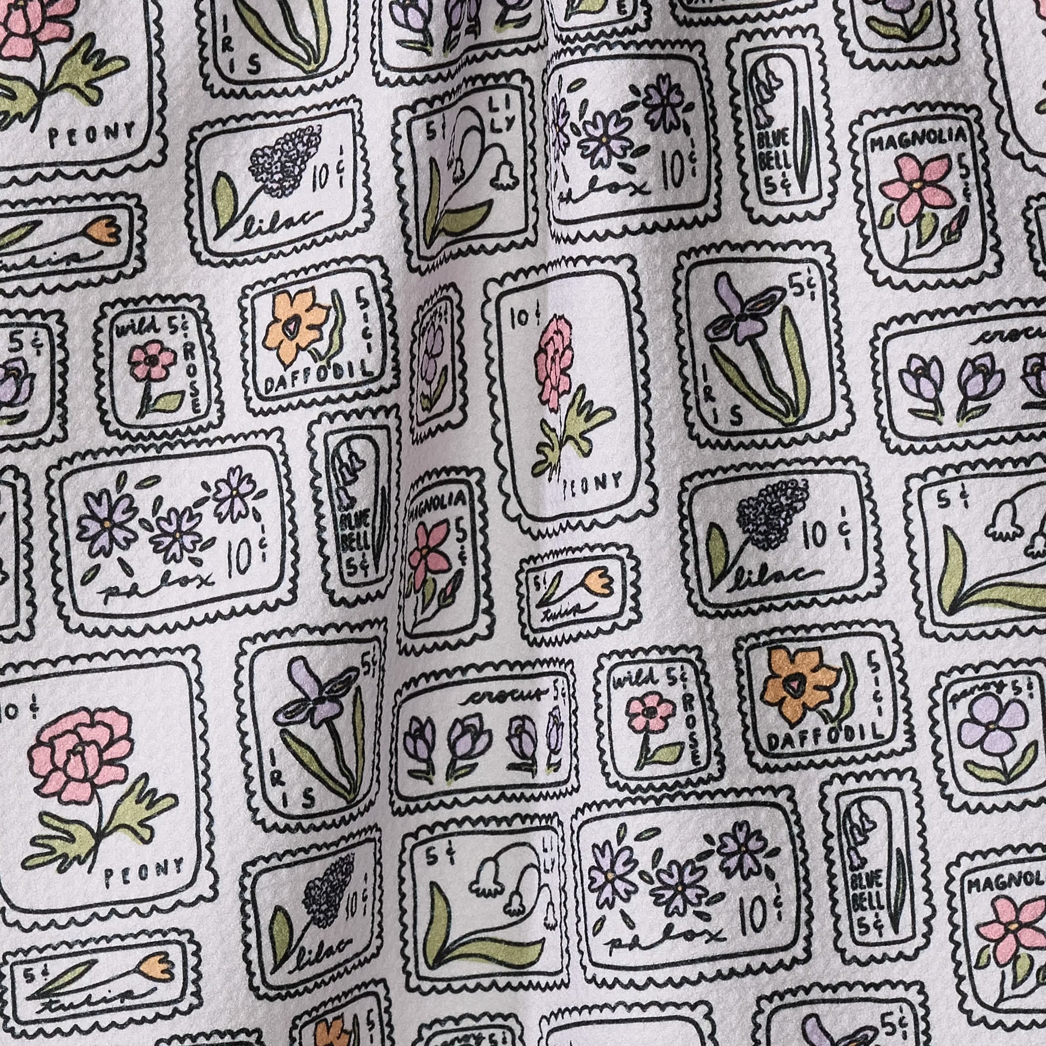 Geometry FLORAL POSTAGE STAMPS TEA TOWEL