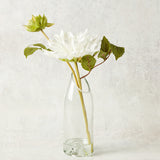 K and K Interiors REAL TOUCH 2 BLOOM DAHLIA GLASS VASE White