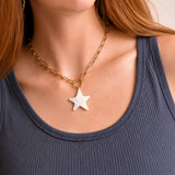 WHITE ENAMEL STAR DROP NECKLACE CVNWST