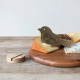 Creative Co-op METAL BIRD SHAPED CHEESE KNIFE WITH MANGO WOOD STAND