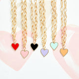 Virtue ETCHED CHAIN NECKLACE WITH ENAMEL HEART