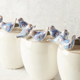 Creative Co-op STONEWARE VASE WITH BLUE BIRDS