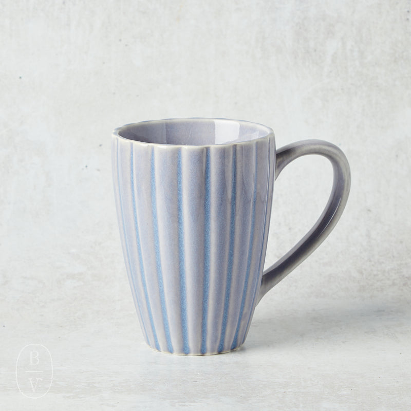 Creative Co-op STONEWARE FLUTED MUG Light Blue