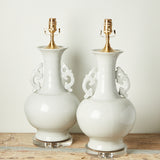The Han House WHITE DOUBLE EAR VASE LAMP NO SHADE