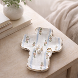 Etta B Pottery COTTAGE STRIPE CROSS Blue Stripe