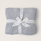 Barefoot Dreams COZY SHINE HERRINGBONE BLANKET Silver Sky