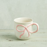 Creative Co-op STONEWARE MUG WITH BOW HANDLE Pink
