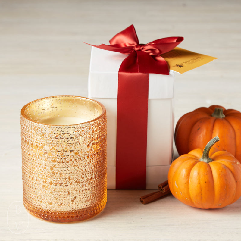 B's Knees Fragrance Co. SEASONAL 2 WICK CANDLE Gold Bead Spiced Pumpkin Chai