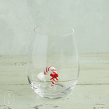 Creative Co-op HOLIDAY STEMLESS WINE GLASS WITH FIGURE Candy Cane