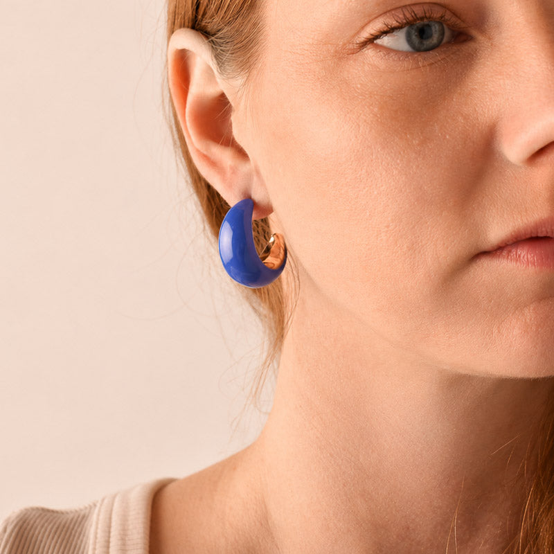 Golden Stella COLOR COATED CRESCENT HOOPS Blue