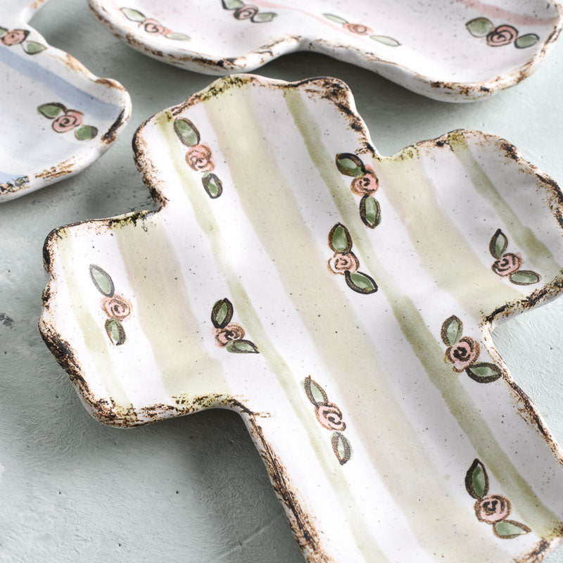 Etta B Pottery COTTAGE STRIPE CROSS