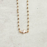 Virtue PEARL SIDEWAYS CROSS ROSARY NECKLACE Grey