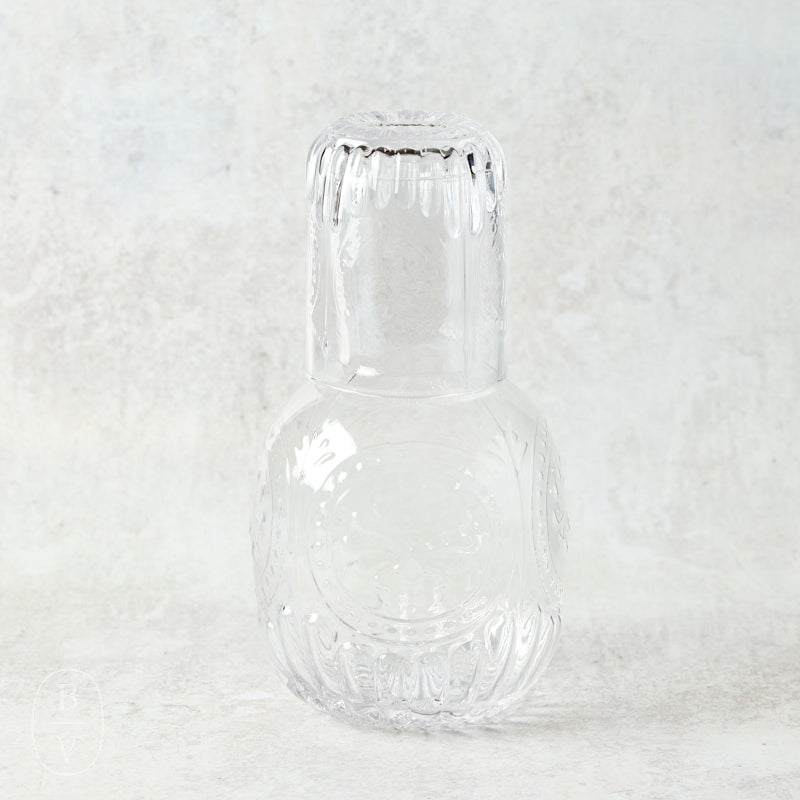 Creative Co-op EMBOSSED BEDSIDE CARAFE AND GLASS SET