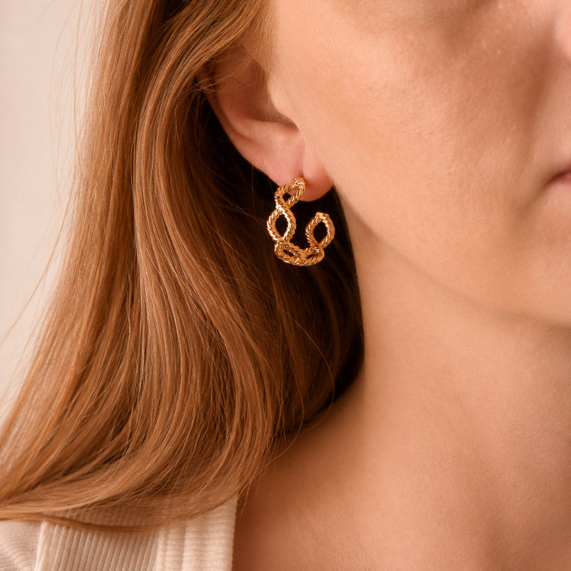 Golden Stella TWISTED AND LAYERED HOOPS Gold