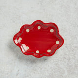 Creative Co-op STONEWARE SCALLOPED DISH Red