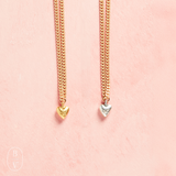 Virtue GOLD SMALL CURB CHAIN PUFFY HEART NECKLACE