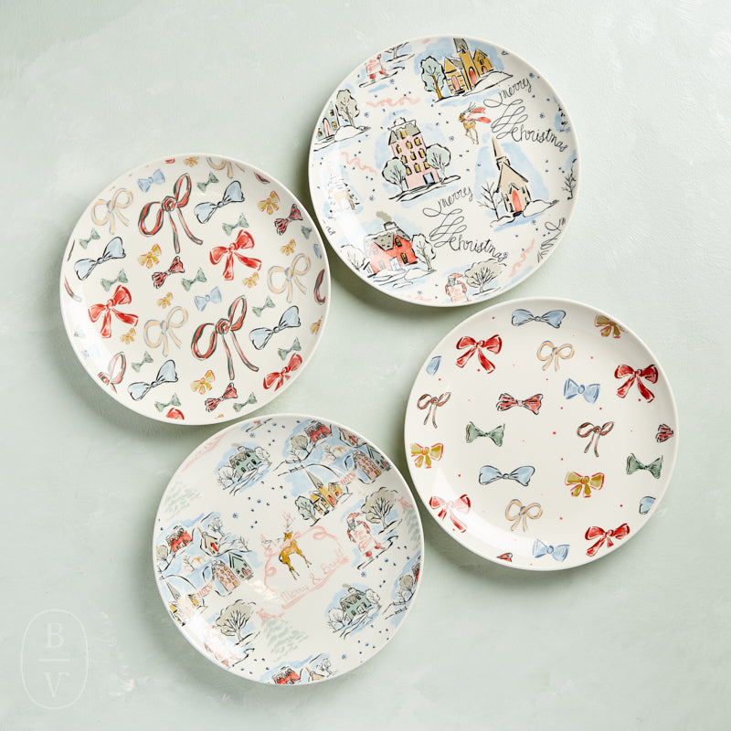 Creative Co-op STONEWARE HOLIDAY PATTERN PLATE