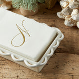 Creative Co-op STONEWARE SCALLOPED NAPKIN HOLDER