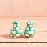 MacKenzie-Childs SALT & PEPPER SHAKERS Emerald Check
