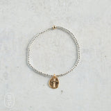 eNewton Design FACETED HEMATITE INSPIRE SMALL GOLD CHARM BRACELET Bright Silver 2mm