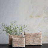 Creative Co-op WATER HYACINTH NESTING BASKET WITH HANDLES