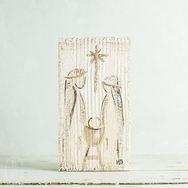 HOLY FAMILY TEXTURED WOOD BLOCK-11.75